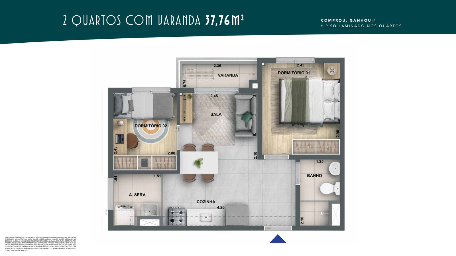 Planta 2 quartos